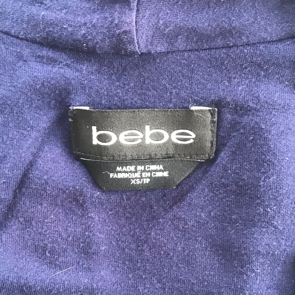 Bebe Dark Blue Sleeveless Asymmetrical Blouse - Picture 2 of 4